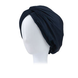 Turban de nuit en soie bleu marine LENA # Nº SS02